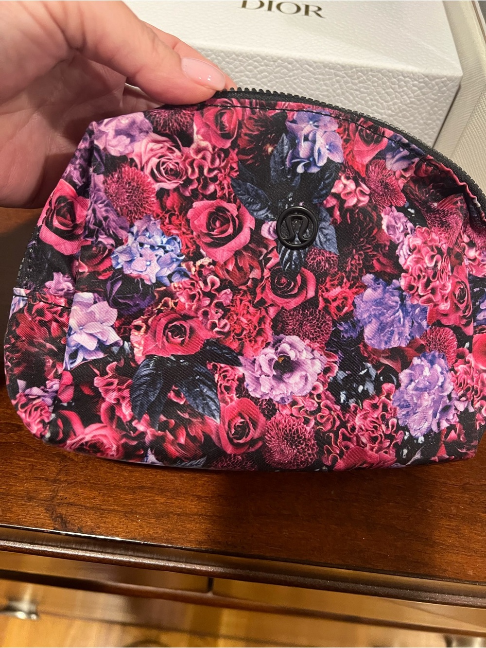 lululemon athletica Floral Zip Cosmetic Pouch - Pink, Purple & Black